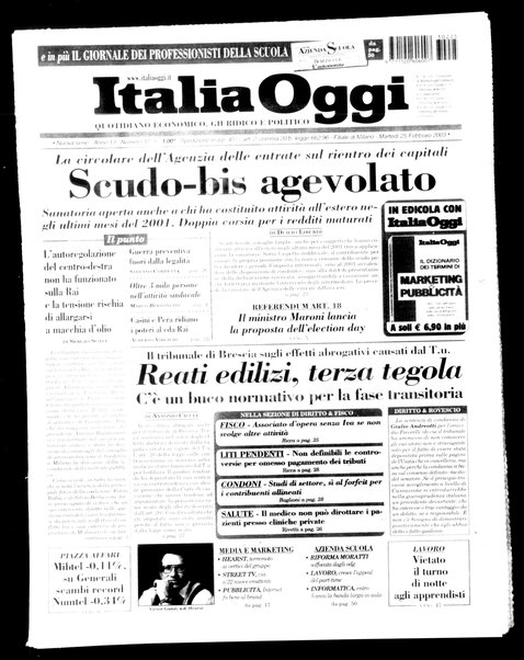 Italia oggi : quotidiano di economia finanza e politica